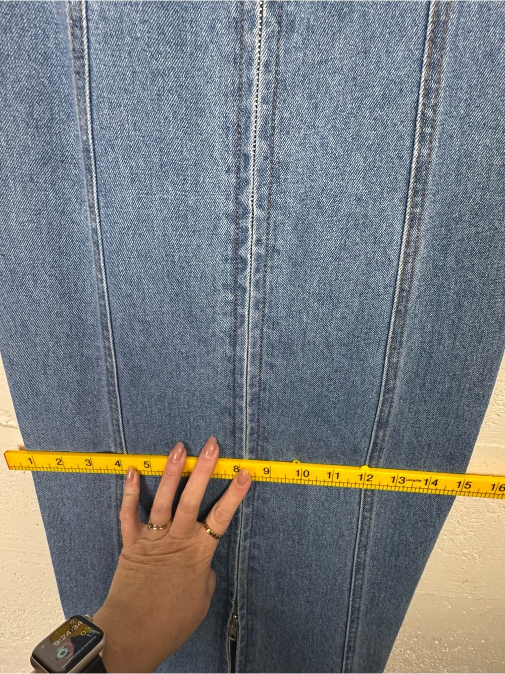 Classic Denim Midi Dress S full Front Zip Bodycon Cotton Western Jean Western - Picture 12 of 12